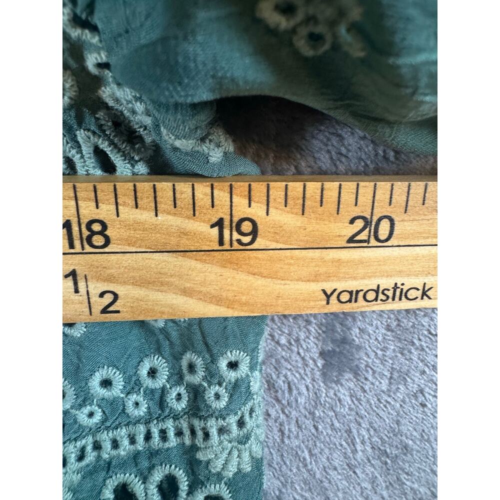 Johnny Was Pine Desi Blouse Green Embroidered Eyelet Boho Shirt Size S Small - Picture 5 of 7